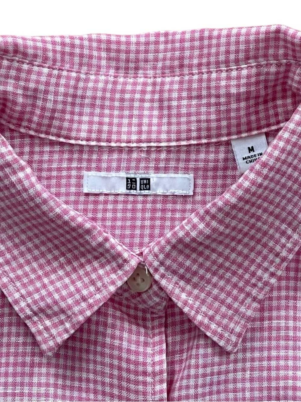 Effortlessly Chic UNIQLO 100% Linen Gingham Shirt, Size M - Picture 2 of 6